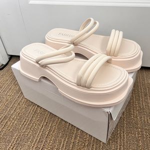 BRAND NEW- cream color platform sandals